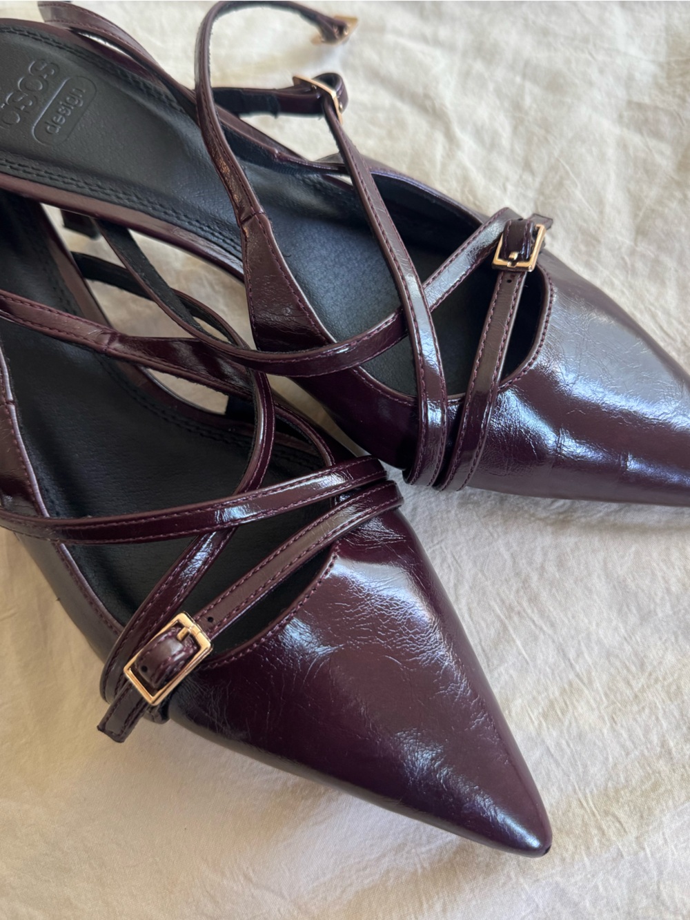 ASOS Pointed Toe Strappy Pumps in Deep Wine